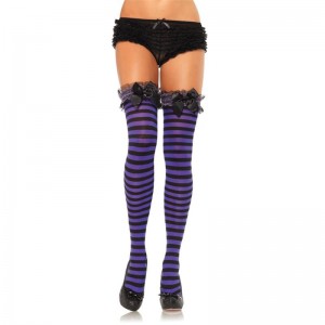 LA GARTER TOP O/S BLACK/PURPLE